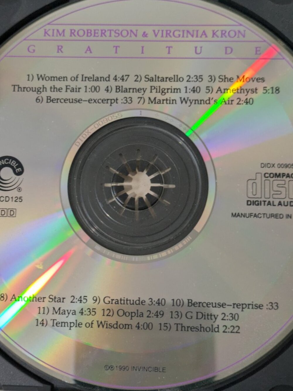 Gratitude CD Kim Robertson Celtic Harp Virginia Kron Cello